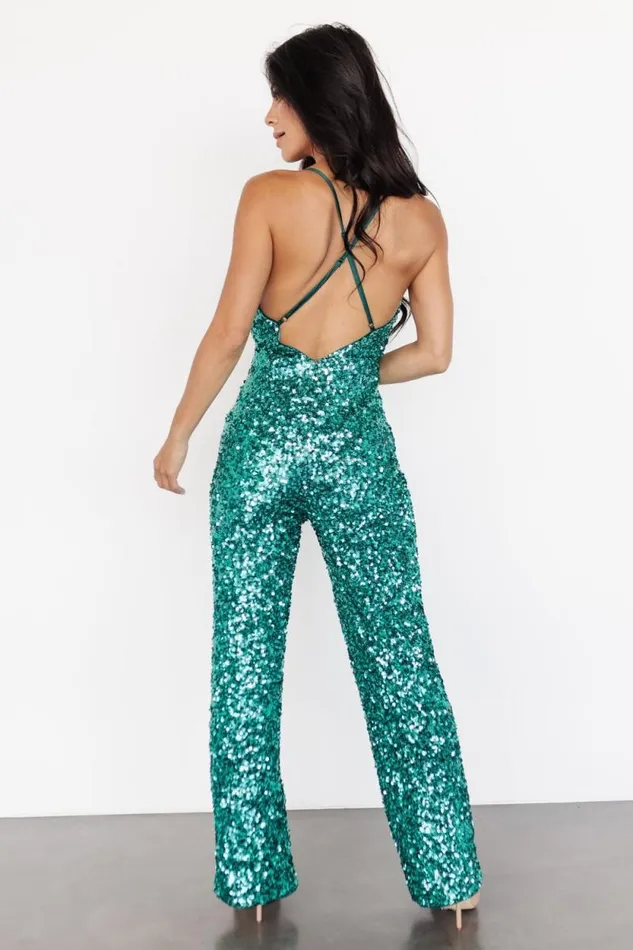 Women Sparkler Sequin Jumpsuit Dark Teal Baltic Born Jumpsuits and Rompers Women Sparkler Sequin Jumpsuit Dark Teal Baltic Born Jumpsuits and Rompers