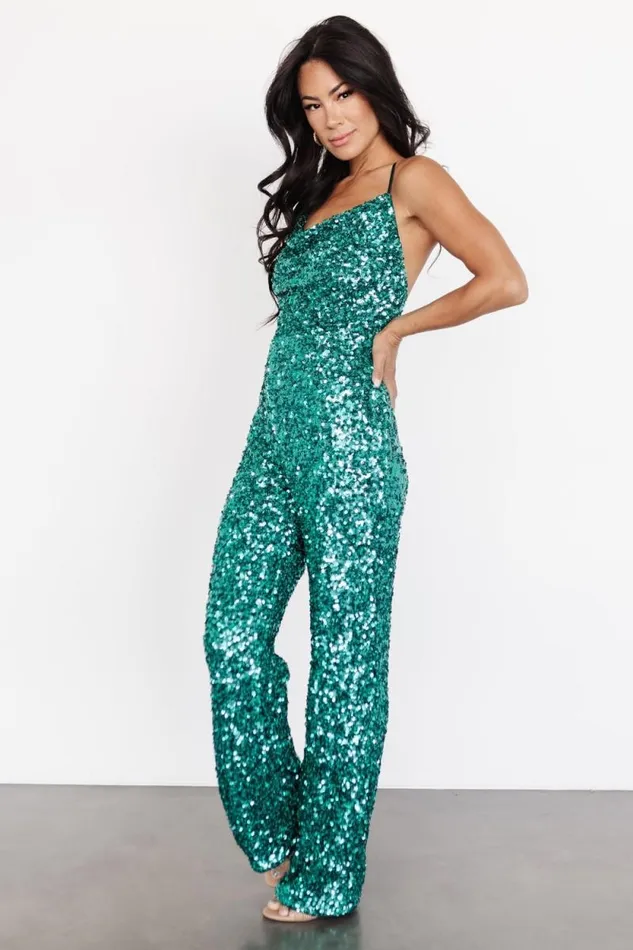 Women Sparkler Sequin Jumpsuit Dark Teal Baltic Born Jumpsuits and Rompers Women Sparkler Sequin Jumpsuit Dark Teal Baltic Born Jumpsuits and Rompers