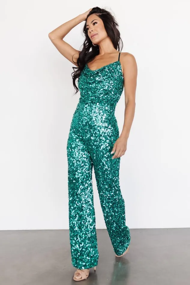 Women Sparkler Sequin Jumpsuit Dark Teal Baltic Born Jumpsuits and Rompers Women Sparkler Sequin Jumpsuit Dark Teal Baltic Born Jumpsuits and Rompers