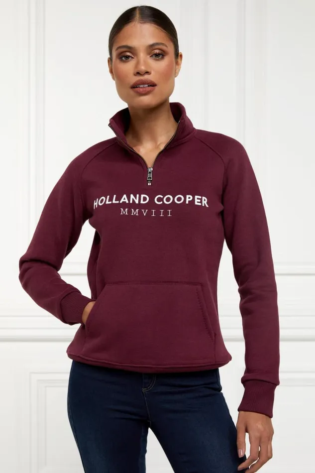 Women Sporting Heritage Zip Henley Merlot Holland Cooper Henley