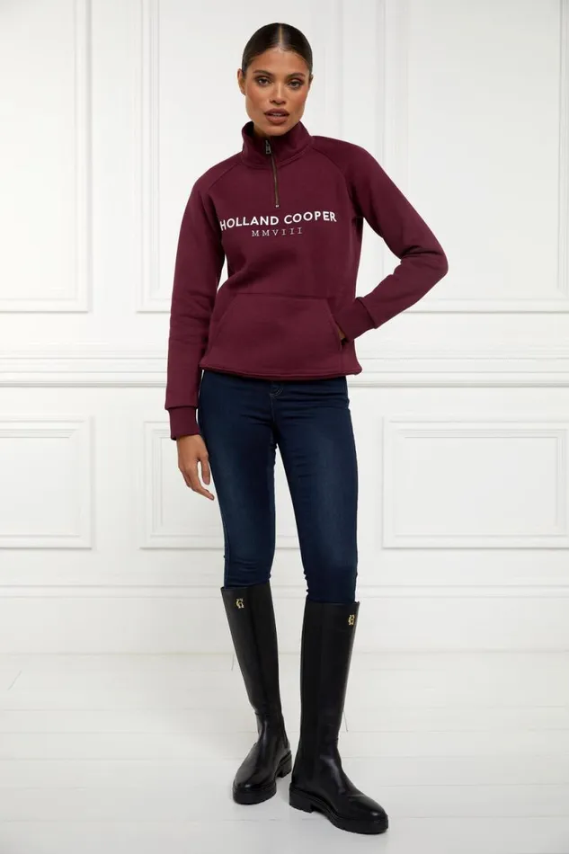 Women Sporting Heritage Zip Henley Merlot Holland Cooper Henley Women Sporting Heritage Zip Henley Merlot Holland Cooper Henley
