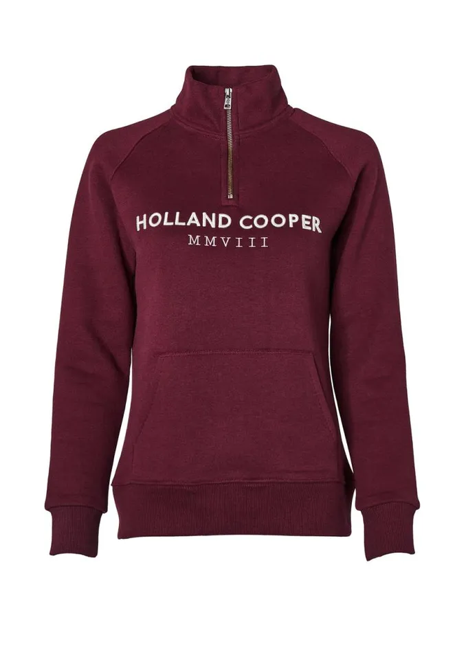 Women Sporting Heritage Zip Henley Merlot Holland Cooper Henley Women Sporting Heritage Zip Henley Merlot Holland Cooper Henley