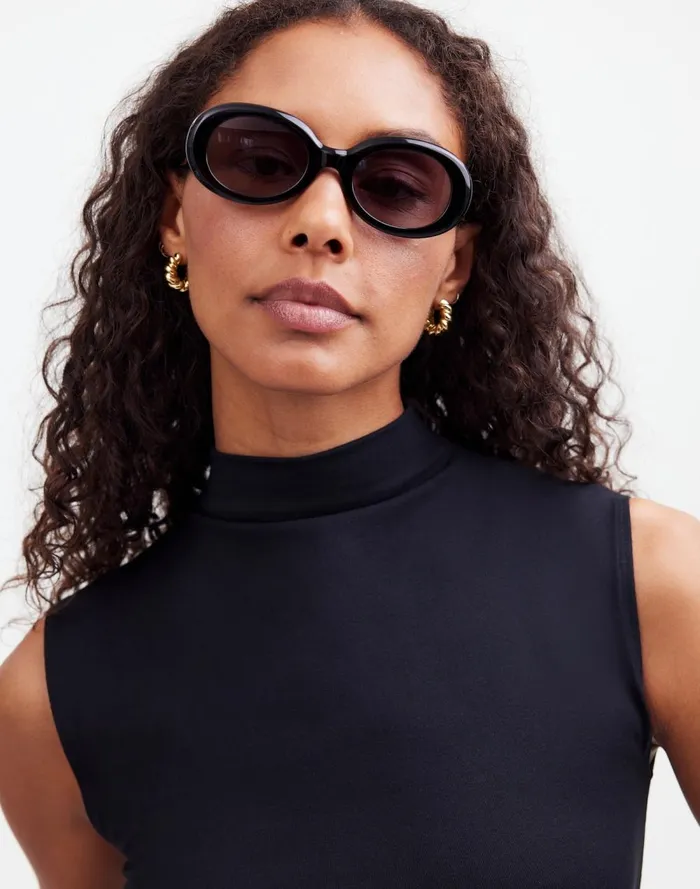 Women Sunglasses Madewell Valoma Chunky Oval Sunglasses True Black