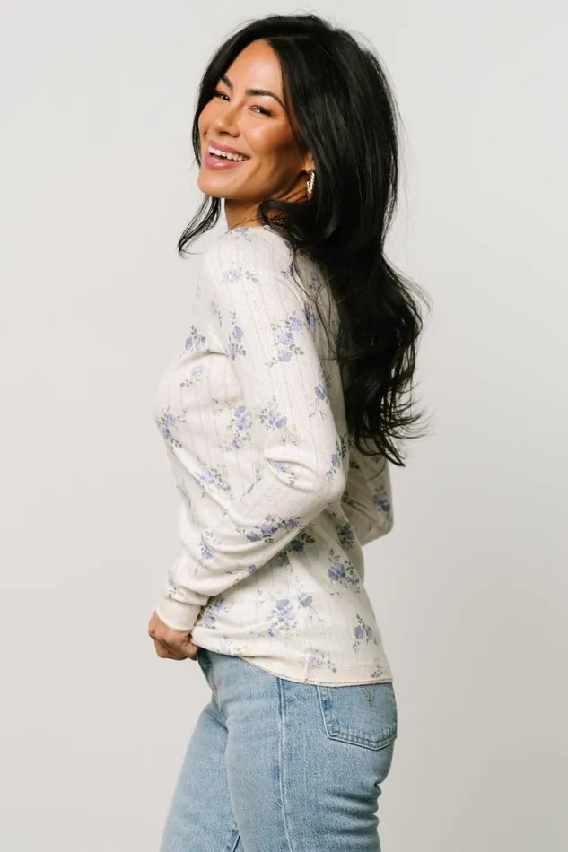 Women Suzanne Henley Top Periwinkle Floral Baltic Born Blouses and Shirts Women Suzanne Henley Top Periwinkle Floral Baltic Born Blouses and Shirts