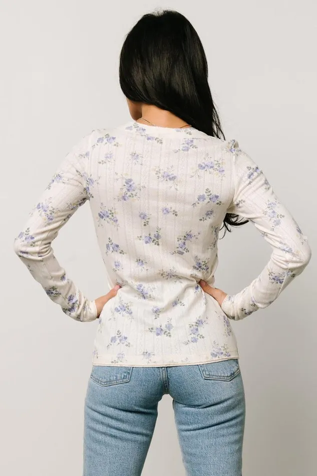 Women Suzanne Henley Top Periwinkle Floral Baltic Born Blouses and Shirts Women Suzanne Henley Top Periwinkle Floral Baltic Born Blouses and Shirts