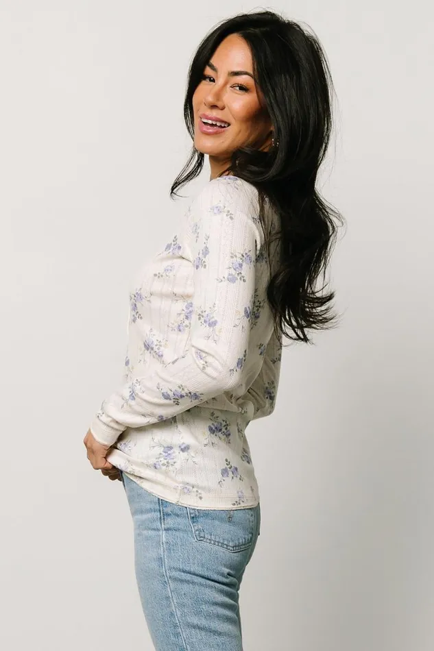 Women Suzanne Henley Top Periwinkle Floral Baltic Born Blouses and Shirts Women Suzanne Henley Top Periwinkle Floral Baltic Born Blouses and Shirts