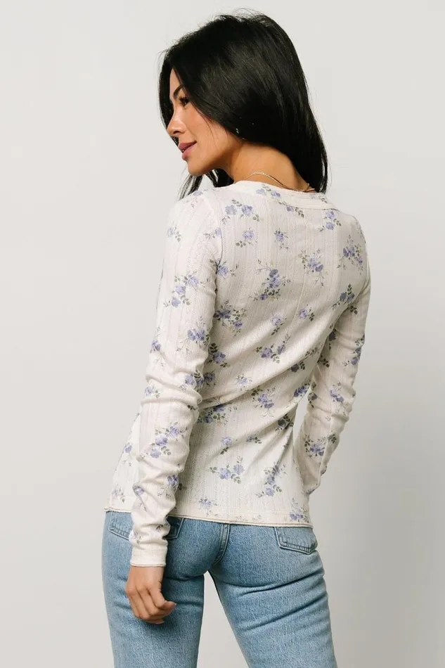 Women Suzanne Henley Top Periwinkle Floral Baltic Born Blouses and Shirts Women Suzanne Henley Top Periwinkle Floral Baltic Born Blouses and Shirts