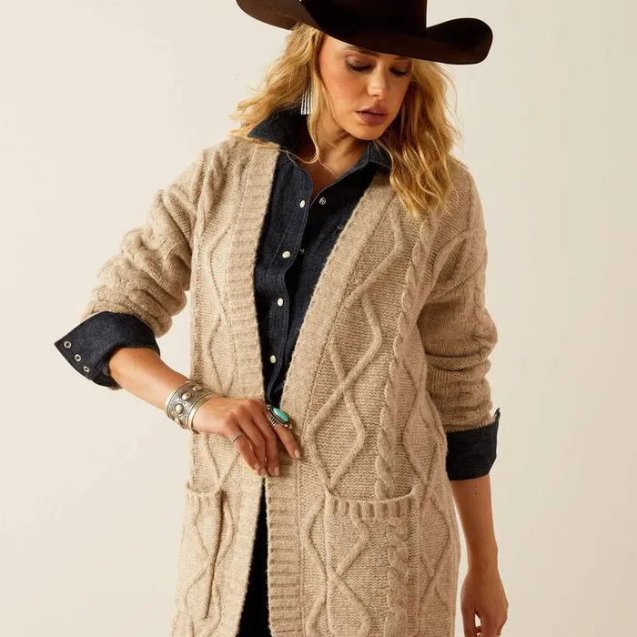 Women Sweaters and Cardigans Ariat Yellowstone Cozy Fair Cardigan Sweater Oatmeal Women Sweaters and Cardigans Ariat Yellowstone Cozy Fair Cardigan Sweater Oatmeal