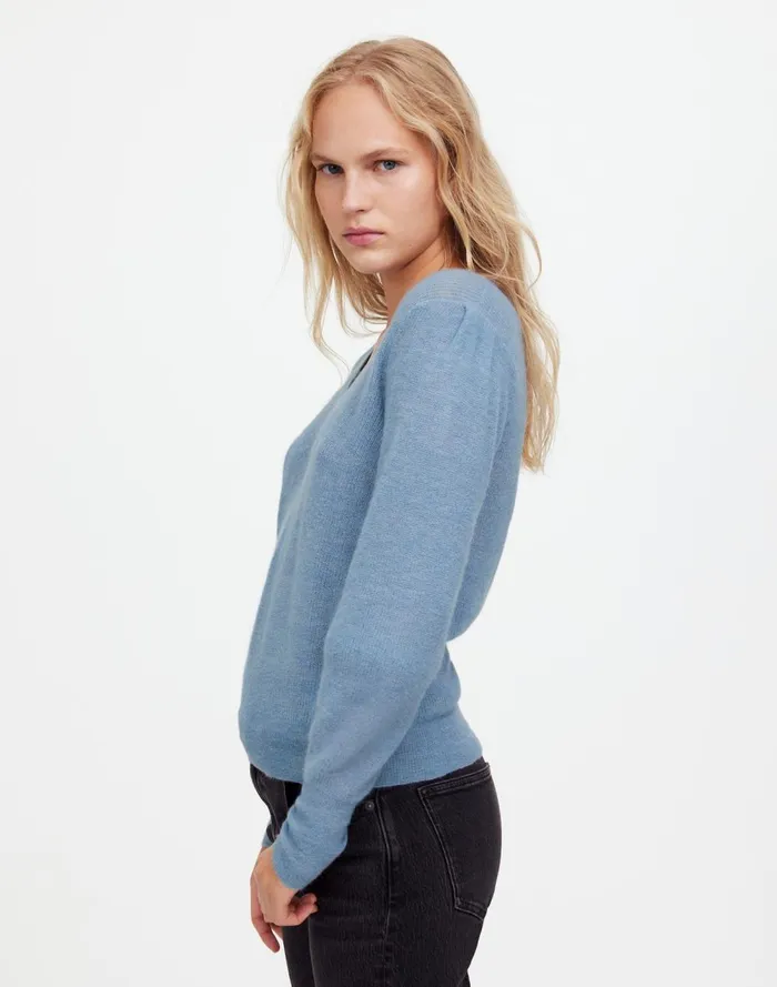 Women Sweaters Madewell AlpacaBlend Deep VNeck Sweater Hthr Blue Jeans