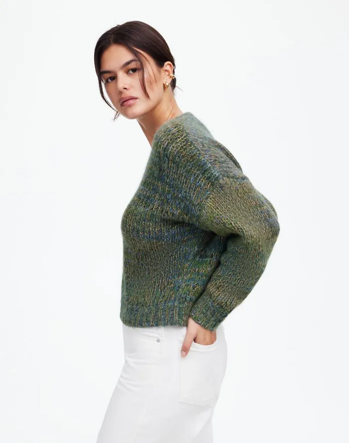 Women Sweaters Madewell Marled VNeck Sweater Mossy Umber Marl