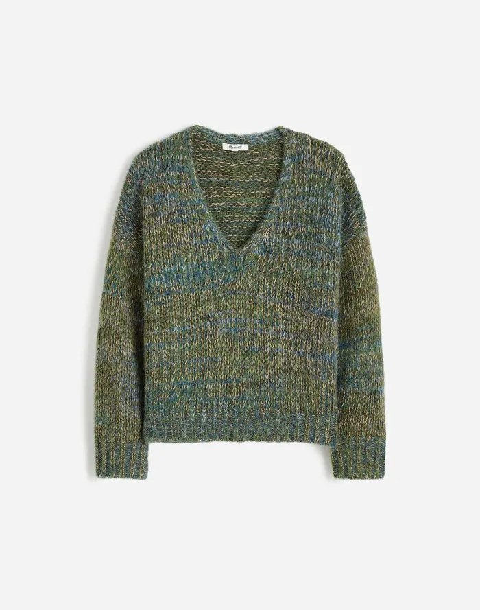 Women Sweaters Madewell Marled VNeck Sweater Mossy Umber Marl