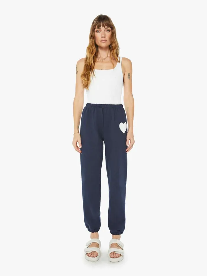 Women Sweatpants Mother Denim Heart Logo Sweatpants Blue navy