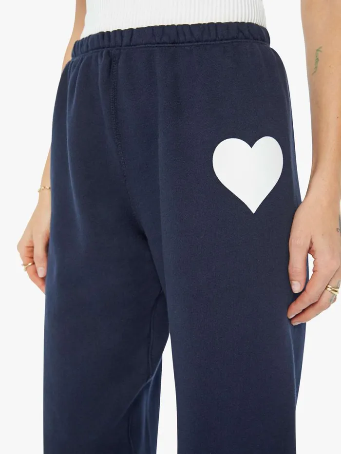 Women Sweatpants Mother Denim Heart Logo Sweatpants Blue navy