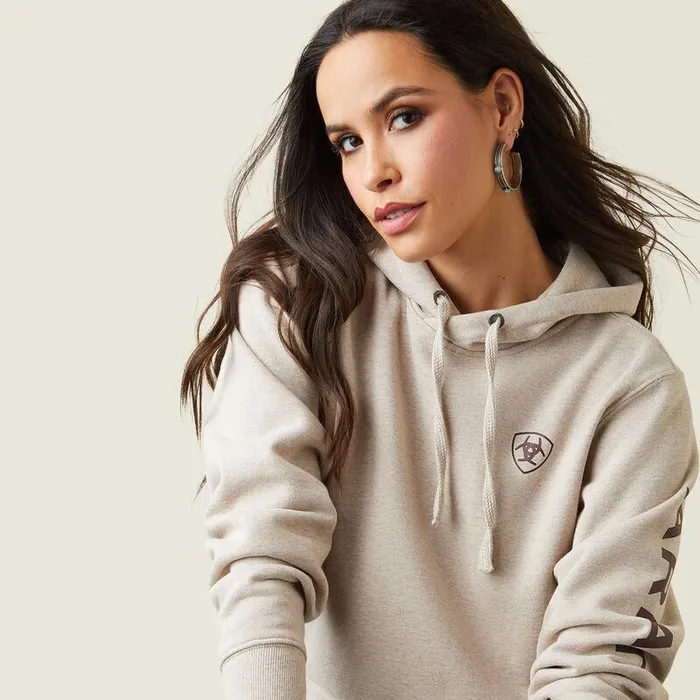 Women Sweatshirts and Hoodies Ariat Ariat Logo Hoodie Oatmeal Heather Women Sweatshirts and Hoodies Ariat Ariat Logo Hoodie Oatmeal Heather