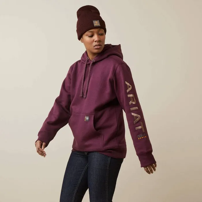 Women Sweatshirts and Hoodies Ariat Rebar Graphic Hoodie Potent Purpleand Peppercorn