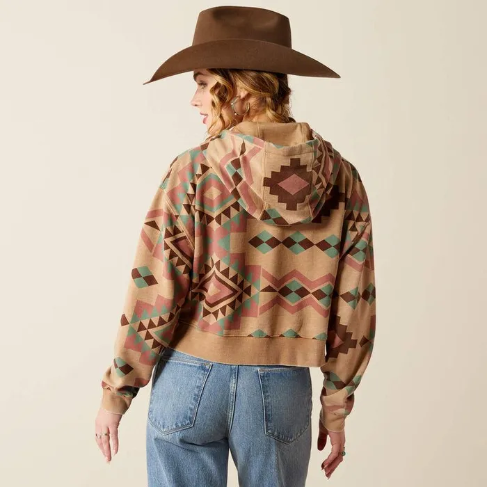 Women Sweatshirts and Hoodies Ariat Sunset Spark Crop Hoodie Spark Geo Print Women Sweatshirts and Hoodies Ariat Sunset Spark Crop Hoodie Spark Geo Print