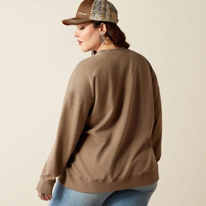Women Sweatshirts and Hoodies Ariat Western Days Oversized Sweatshirt Dark Khaki Women Sweatshirts and Hoodies Ariat Western Days Oversized Sweatshirt Dark Khaki