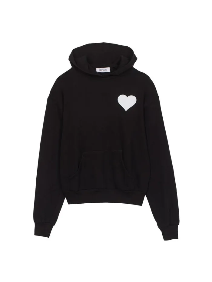 Women Sweatshirts Mother Denim Heart Hoodie Black
