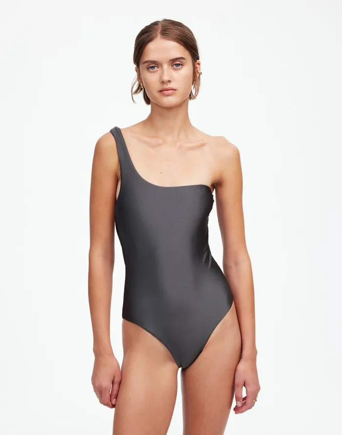 Women Swim Madewell Jade Swim Evolve OnePiece Swimsuit Slate Sheen