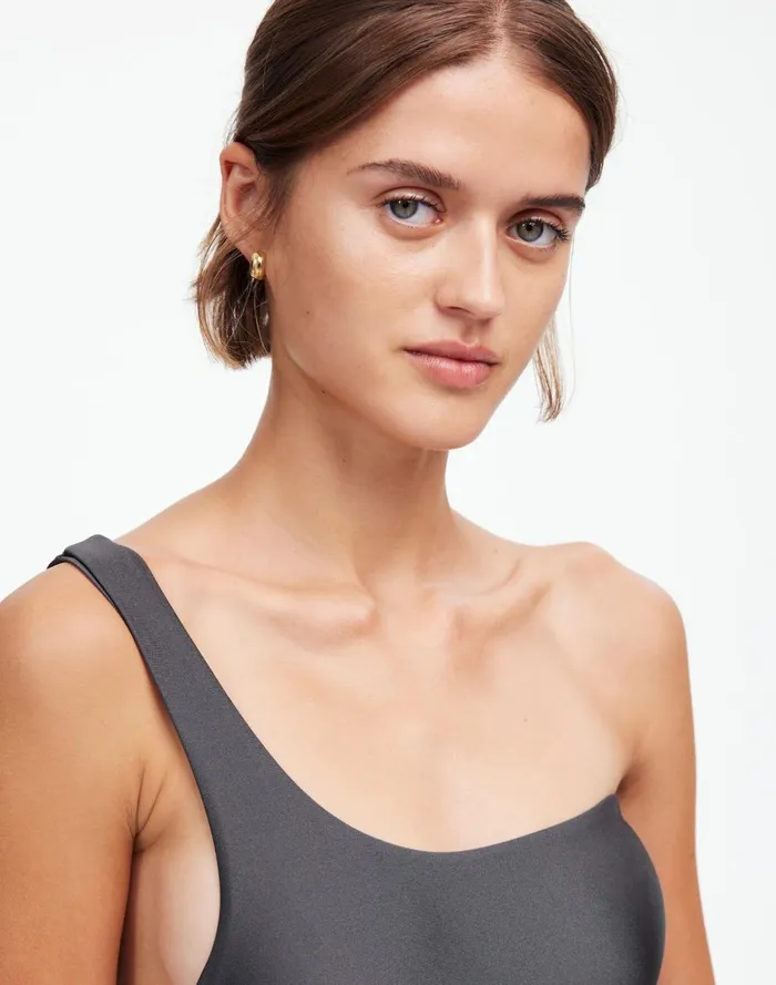 Women Swim Madewell Jade Swim Evolve OnePiece Swimsuit Slate Sheen