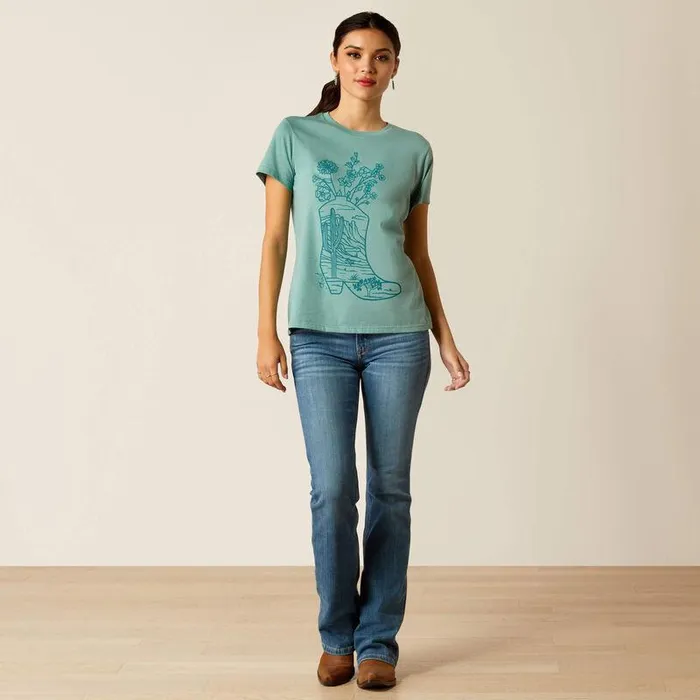 Women TShirts and Tops Ariat Ariat Garden Boot TShirt Ocean Blue Heather Women TShirts and Tops Ariat Ariat Garden Boot TShirt Ocean Blue Heather