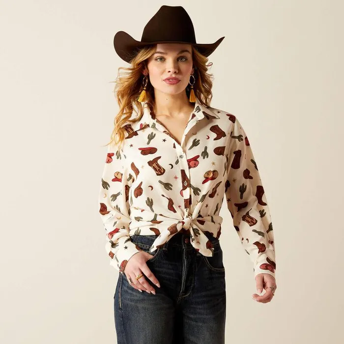 Women TShirts and Tops Ariat Homestyle Shirt Western Cowgirl Print