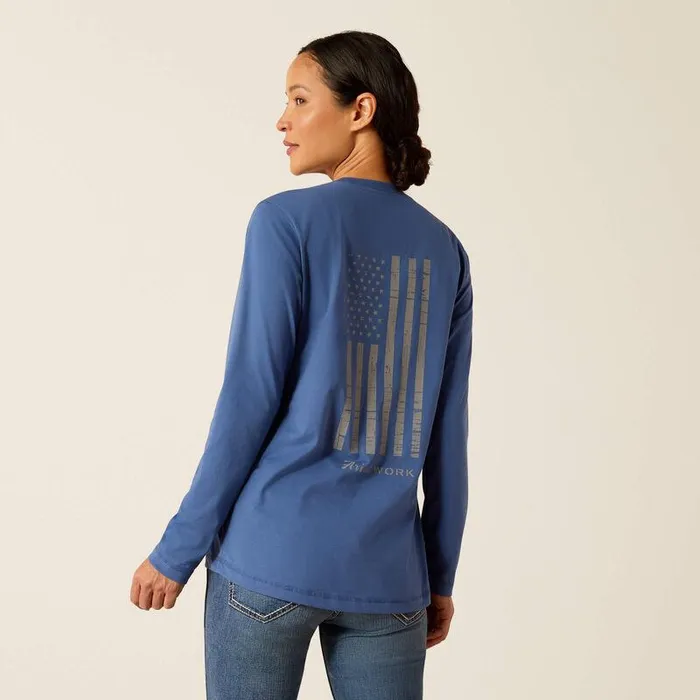 Women TShirts and Tops Ariat Rebar Workman Reflective Flag TShirt True Navy
