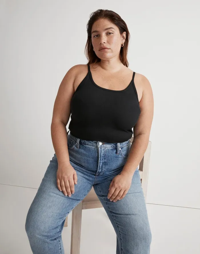 Women Tees Madewell Plus Supima Rib 03990s Tank True Black
