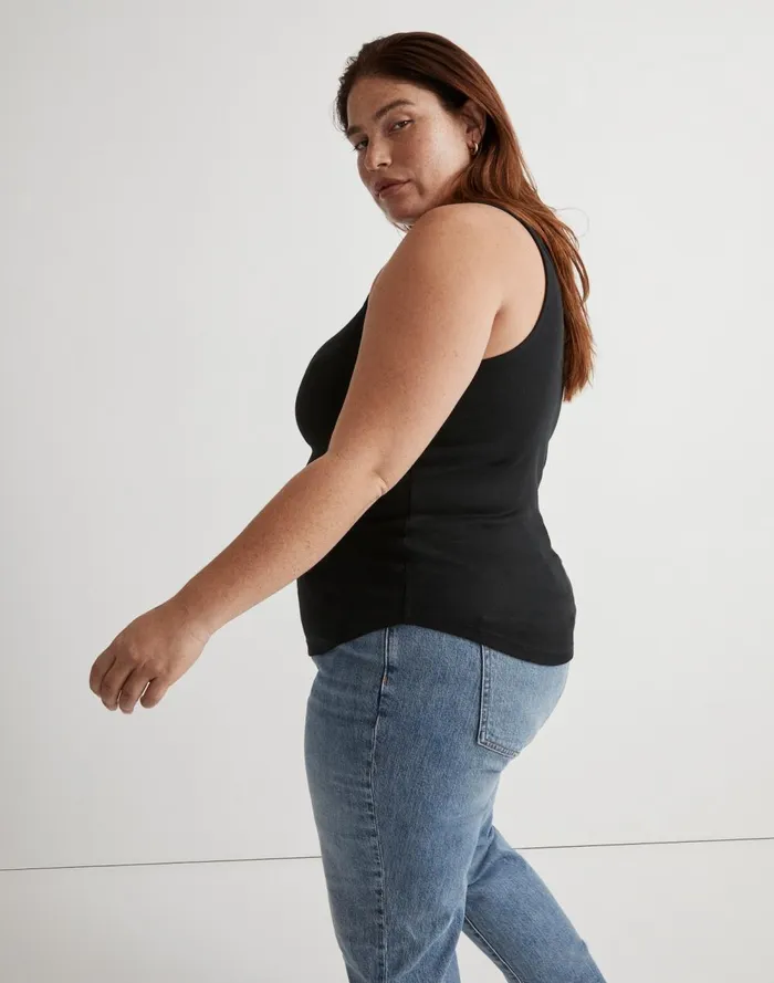 Women Tees Madewell Plus Supima Rib 03990s Tank True Black