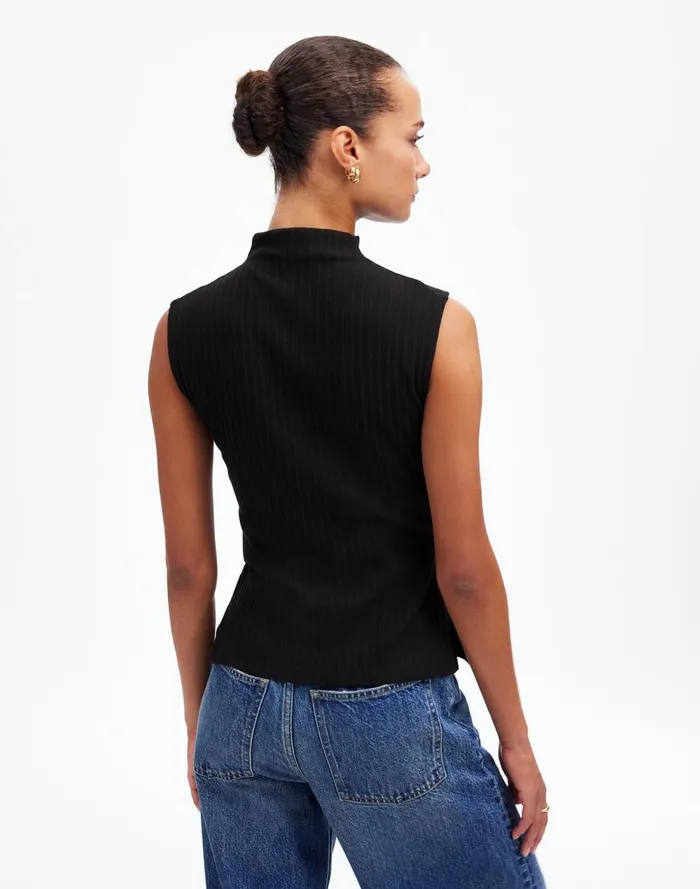 Women Tees Madewell Ribbed Mockneck Tank Jet Black