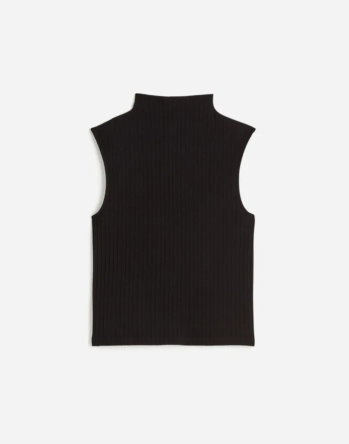 Women Tees Madewell Ribbed Mockneck Tank Jet Black