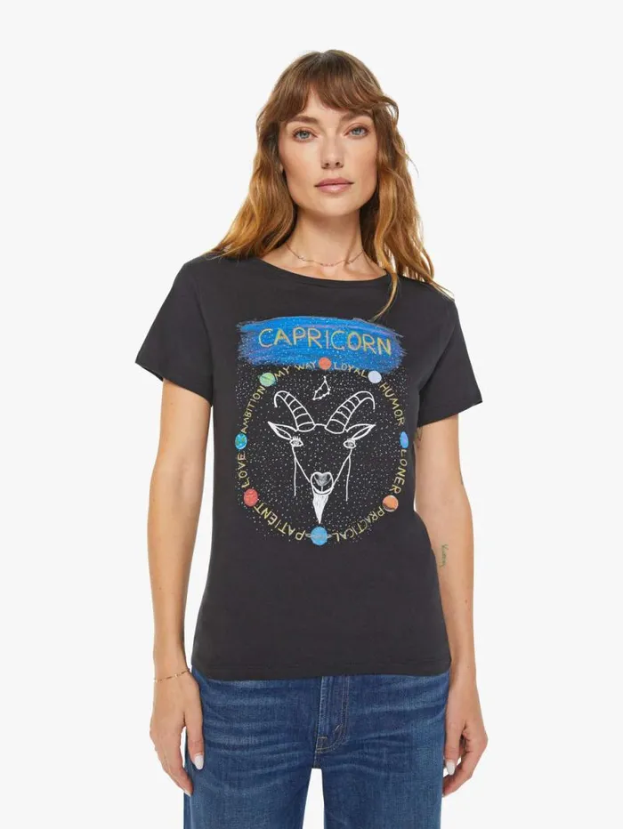 Women Tees Tanks Mother Denim Capricorn Zodiac Tee Black