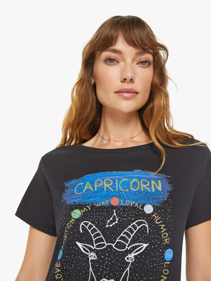 Women Tees Tanks Mother Denim Capricorn Zodiac Tee Black