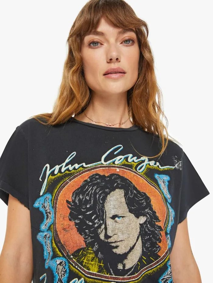 Women Tees Tanks Mother Denim John Cougar Mellencamp Tee Black charcoal