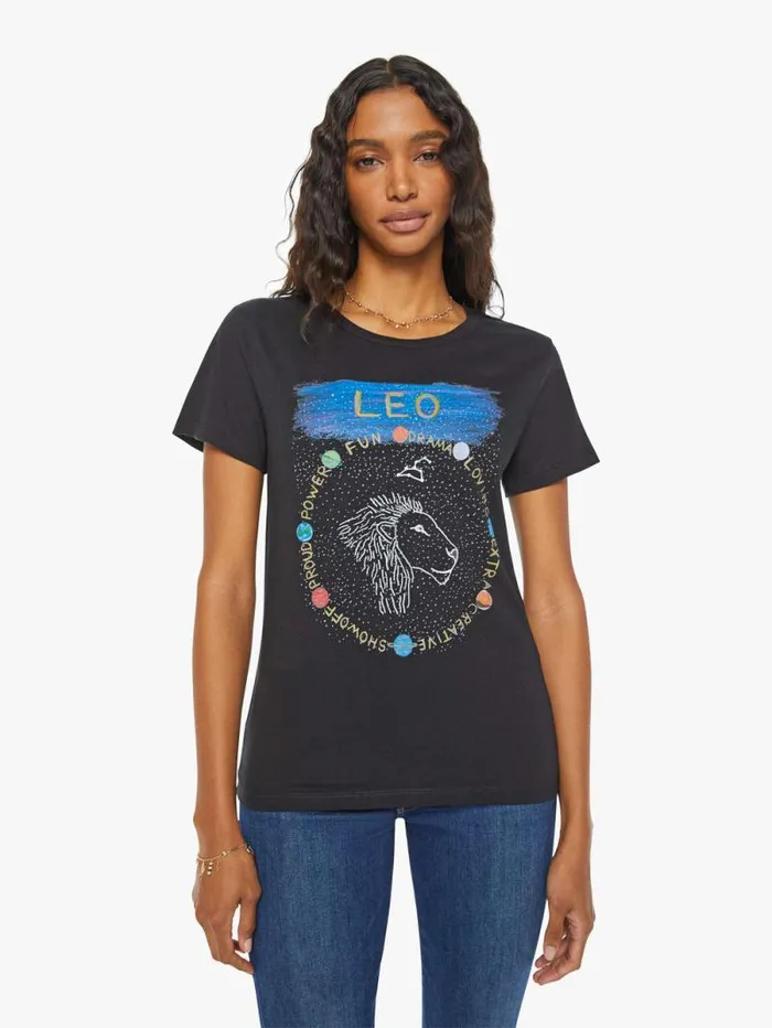 Women Tees Tanks Mother Denim Leo Zodiac Tee Black