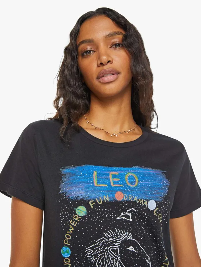 Women Tees Tanks Mother Denim Leo Zodiac Tee Black