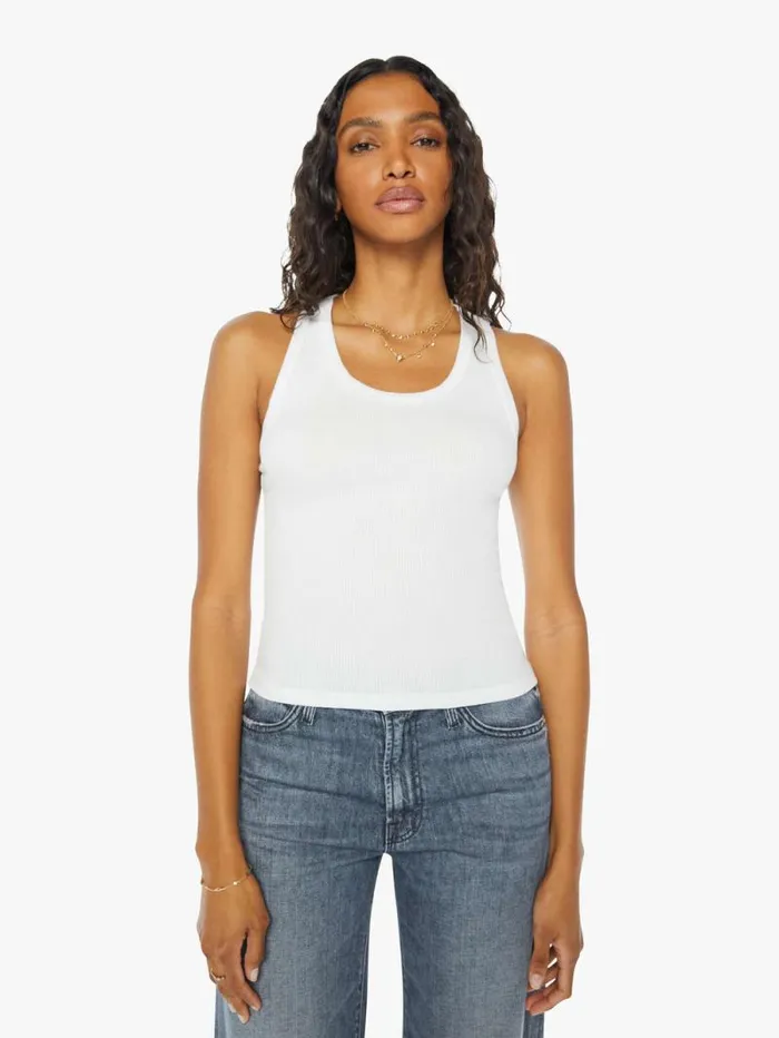 Women Tees Tanks Mother Denim Rib Fitted Scooped Tank White
