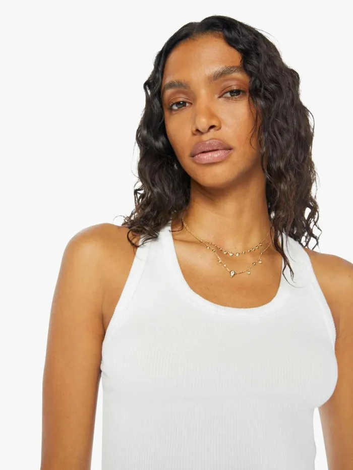 Women Tees Tanks Mother Denim Rib Fitted Scooped Tank White