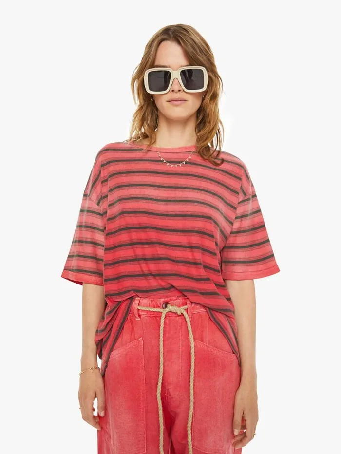 Women Tees Tanks Mother Denim Striped Model T Red