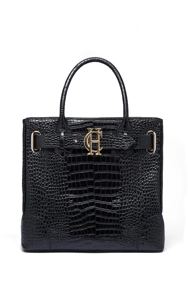 Women The Brompton Tote Black Croc Holland Cooper Tote Bags