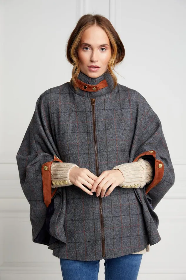 Women The Classic Cape Mid Blue Check Holland Cooper Tailoring