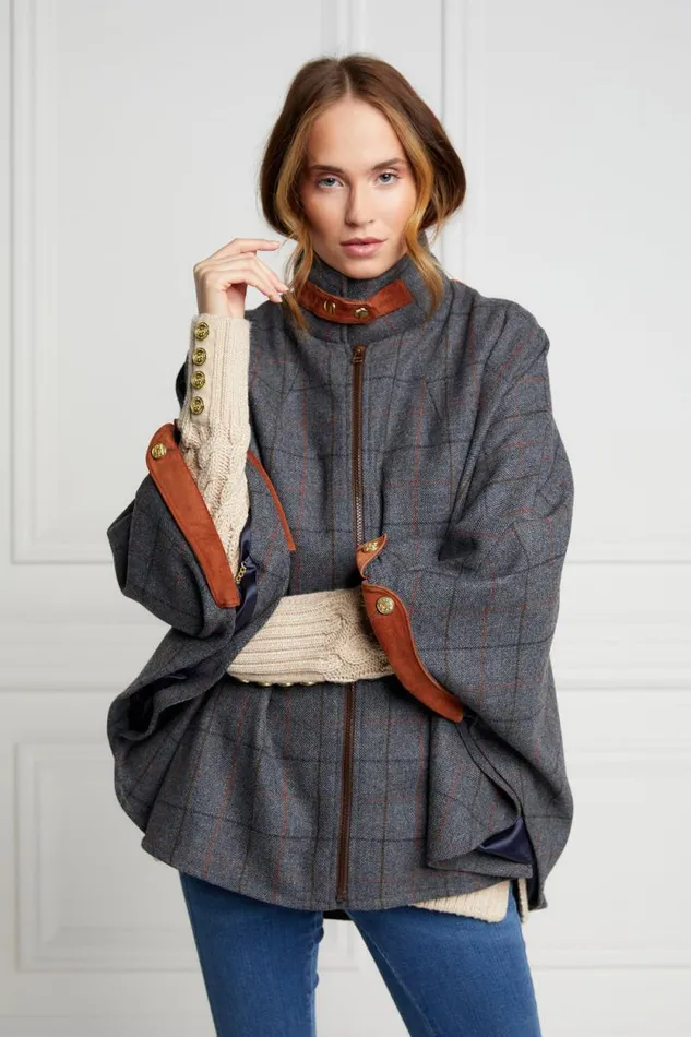 Women The Classic Cape Mid Blue Check Holland Cooper Tailoring