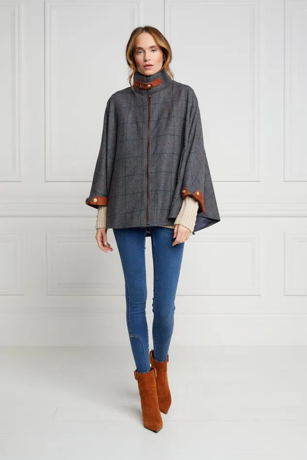 Women The Classic Cape Mid Blue Check Holland Cooper Tailoring