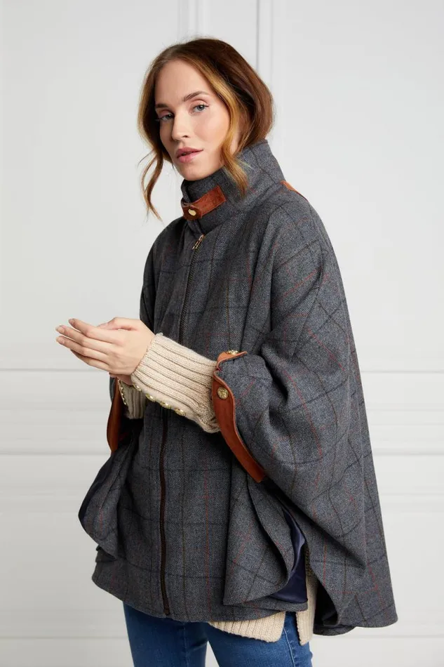 Women The Classic Cape Mid Blue Check Holland Cooper Tailoring