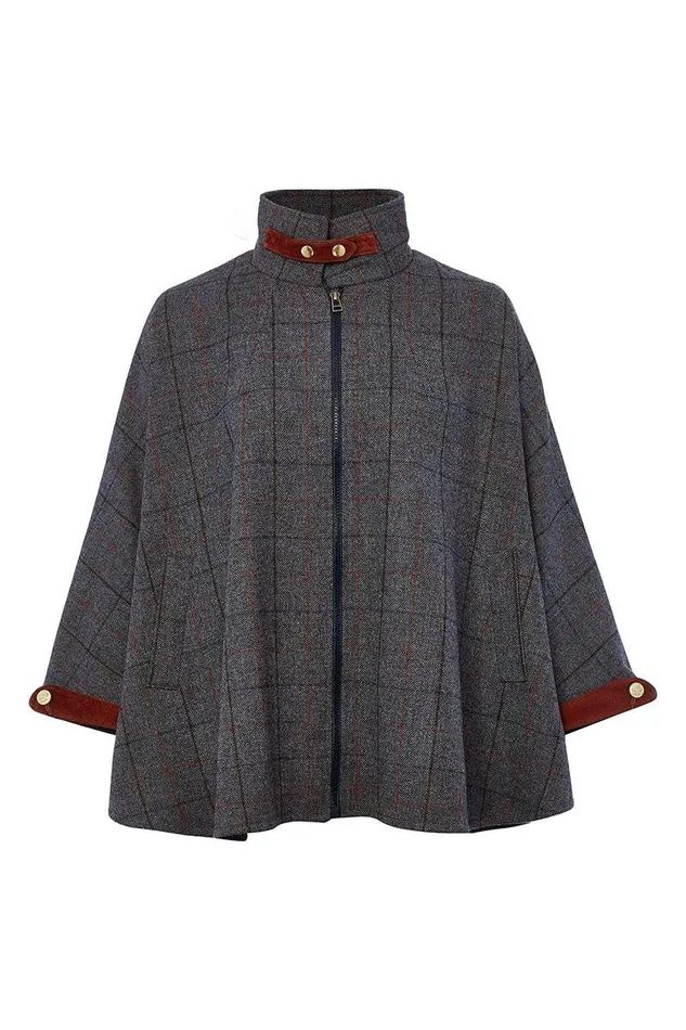 Women The Classic Cape Mid Blue Check Holland Cooper Tailoring