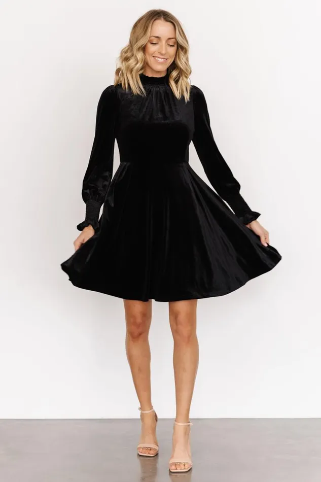 Women Tina Velvet Short Dress Black Baltic Born Short Dresses