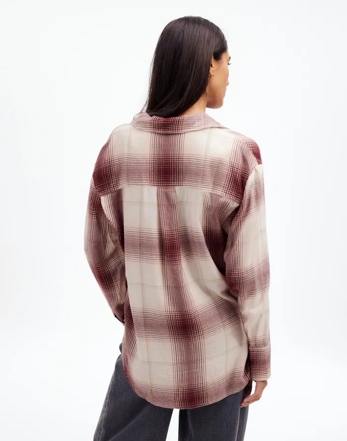 Women Tops and Shirts Madewell Popover Shirt In Plaid Cabernet