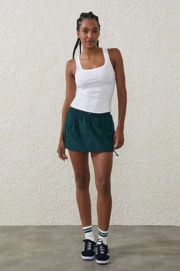 Women Tops Cotton On Active Rib Scoop Tank White