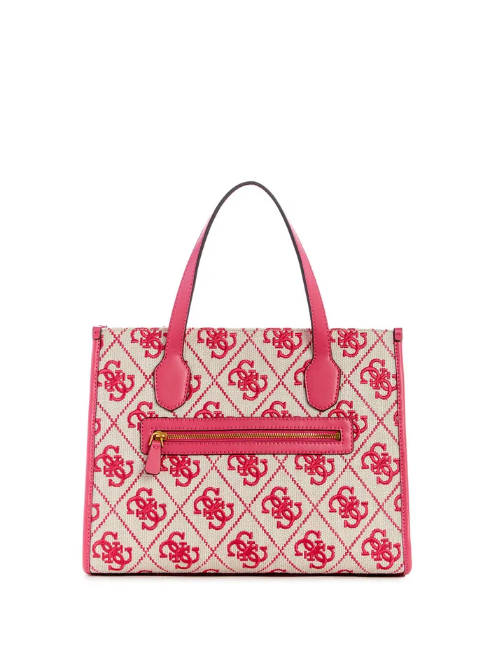 Women Tote Bags GUESS Magenta Logo Silvana Canvas Tote Bag Women Tote Bags GUESS Magenta Logo Silvana Canvas Tote Bag