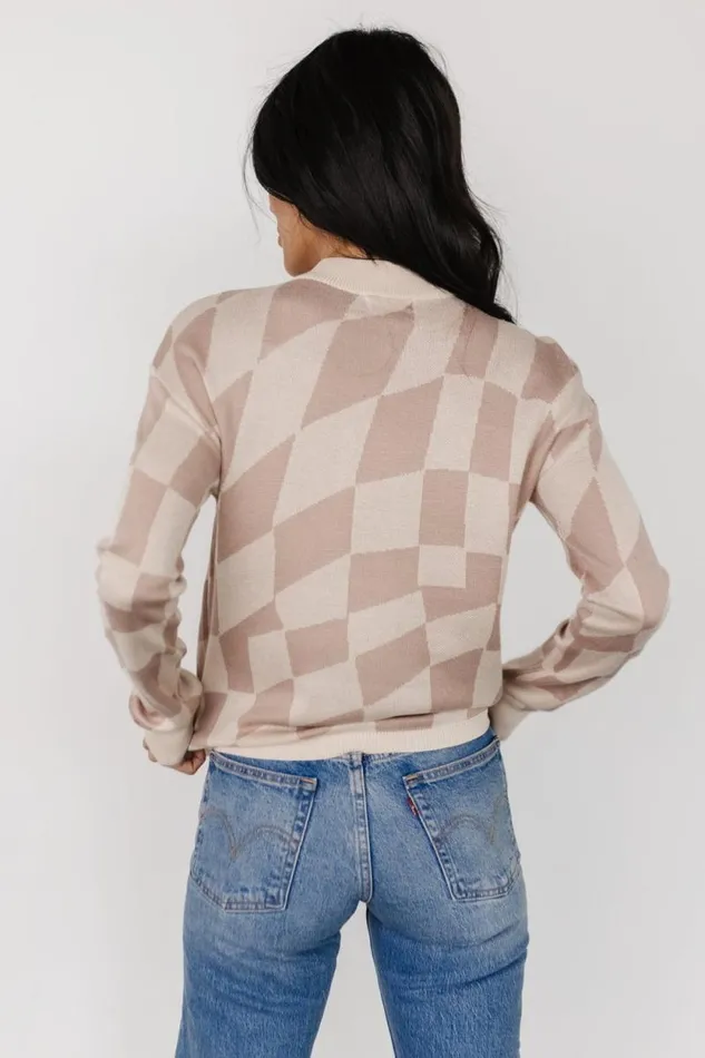Women Travis Checkered Sweater Sand Mocha Baltic Born Sweaters Women Travis Checkered Sweater Sand Mocha Baltic Born Sweaters